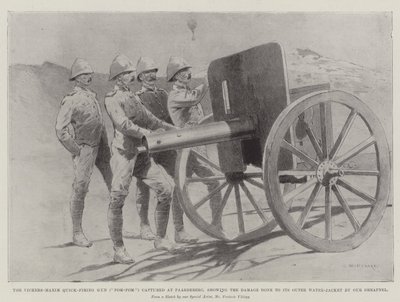 The Vickers-Maxim Quick-Firing Gun (Pom-Pom) Captured at Paardeberg, Showing the Damage Done to its Outer Water-Jacket by Our Shrapnel by Charles Auguste Loye